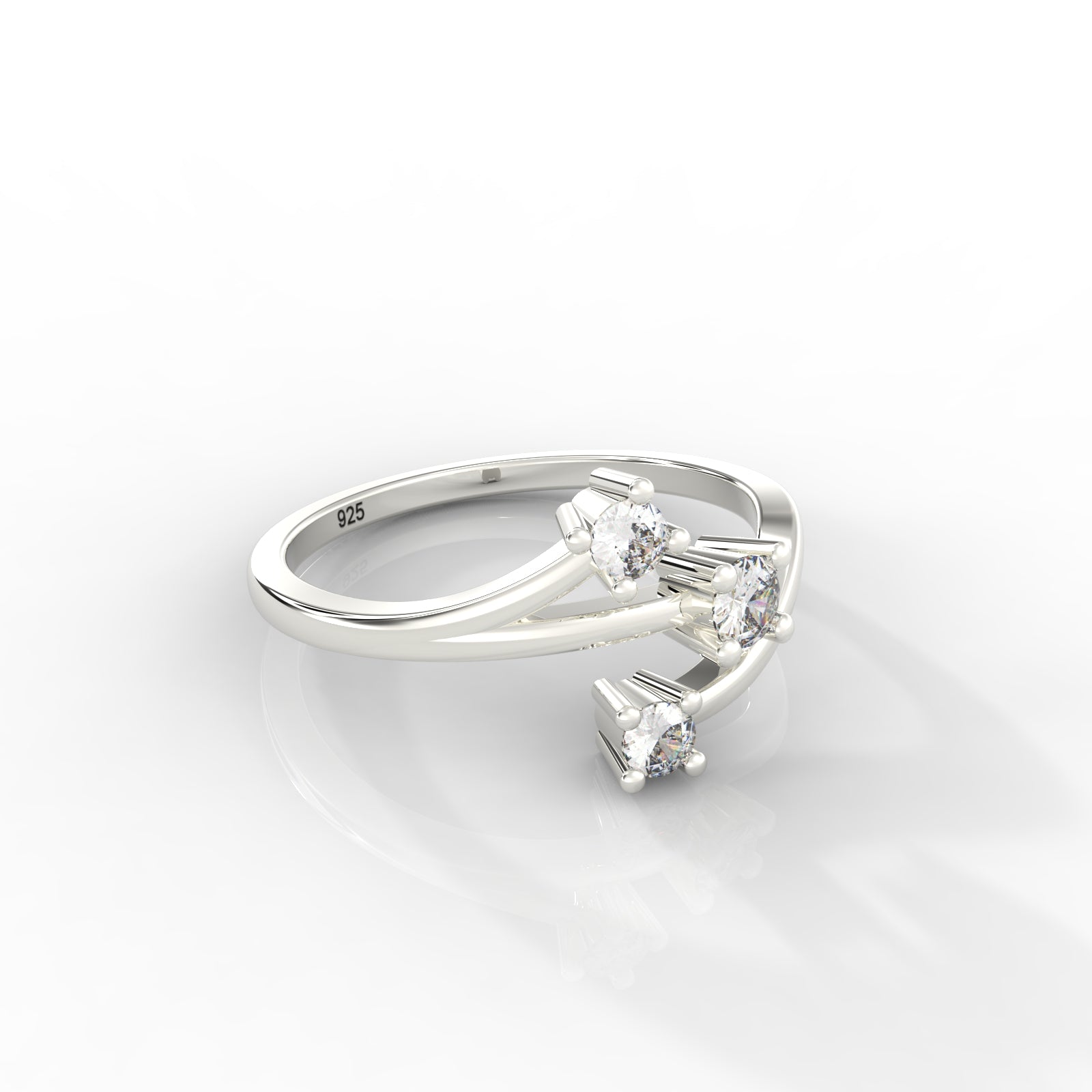 Nature Inspired Leaf Shaped Ring – Hallmarked 925 Sterling Silver White Gold Plated | Elegant & Earthy Jewelry